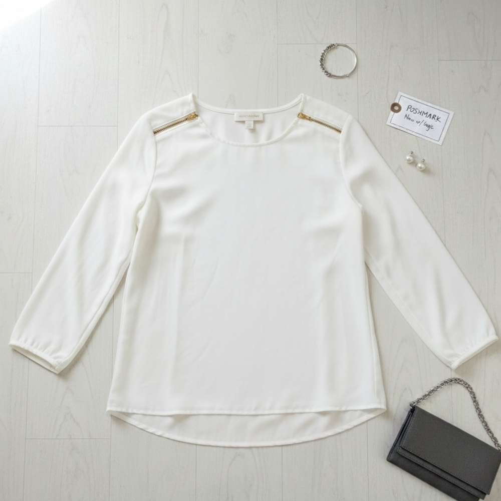 Michael Kors Zipper Accent Dress Shirt Sz Small